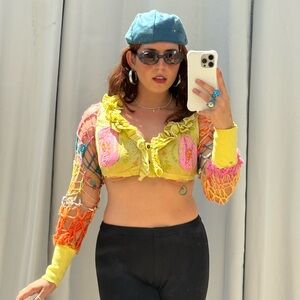 So Squish Upcycled Knit Sleeve Crop Top ✿